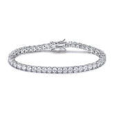 Romantic Simple White Round Cut Tennis Bracelet for Women In Sterling Silver