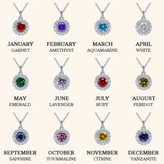 Classic Sterling Silver Birthstone Necklace for Mom