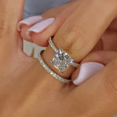 2.5 Carat Cushion Cut Bridal Wedding Ring Set Travel Ring With Half Eternity Wedding Band