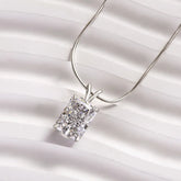 5.0 Carat Noble Crushed Ice Radiant Cut Pendant Necklace In Sterling Silver